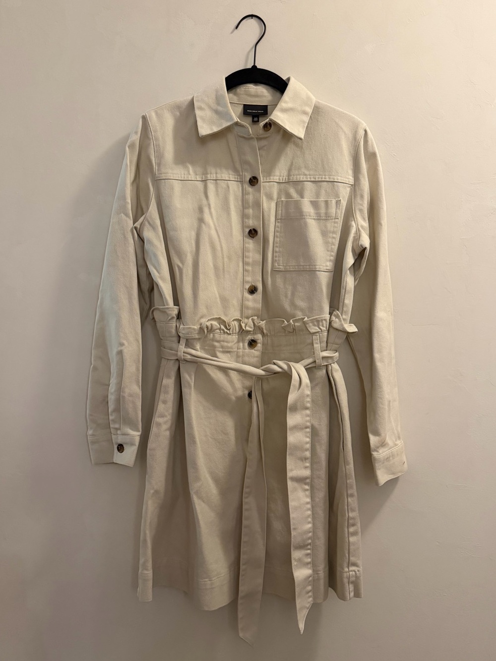 Who What Wear Light Cream Belted Dress